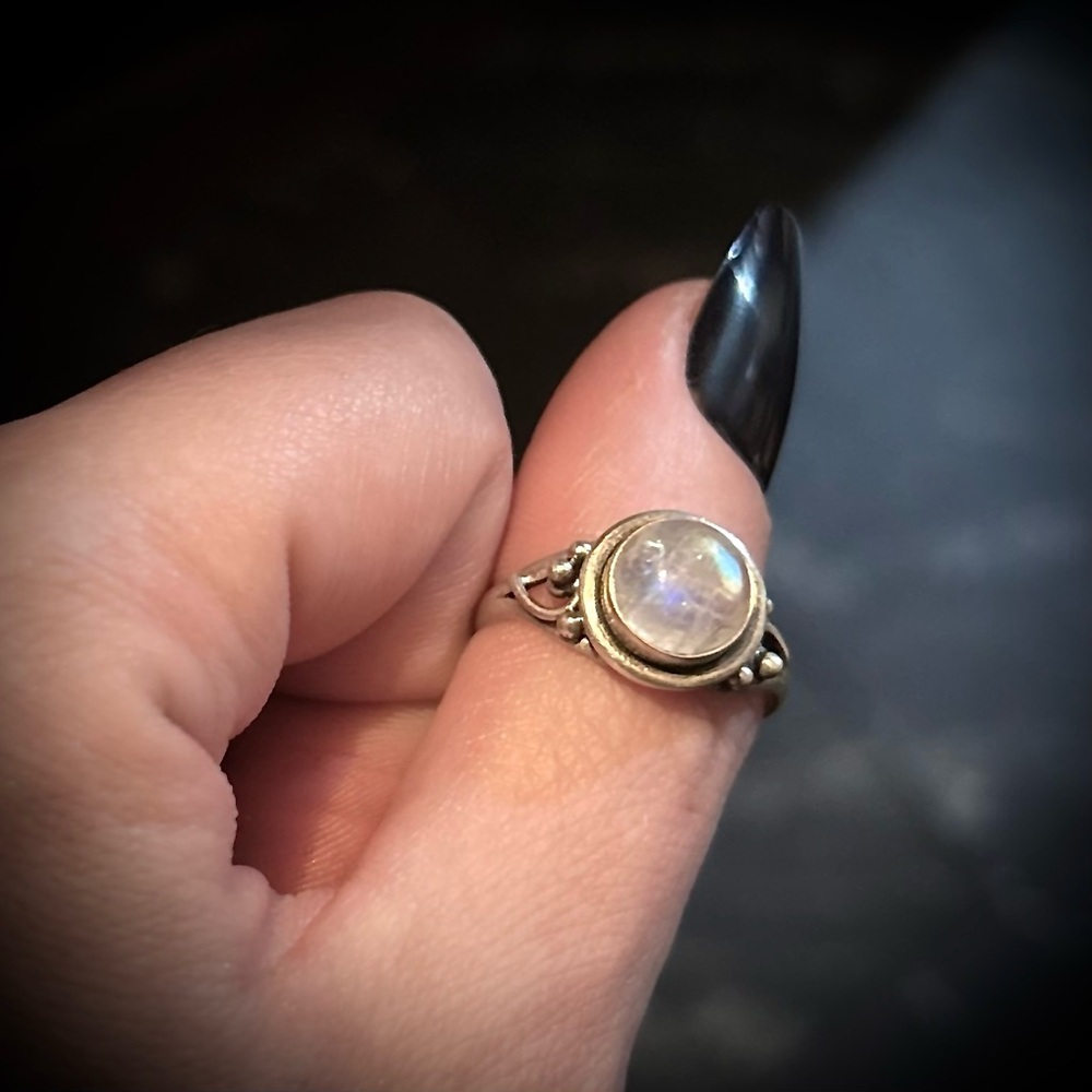 Rainbow Moonstone 925 Silver Ring - Vintage